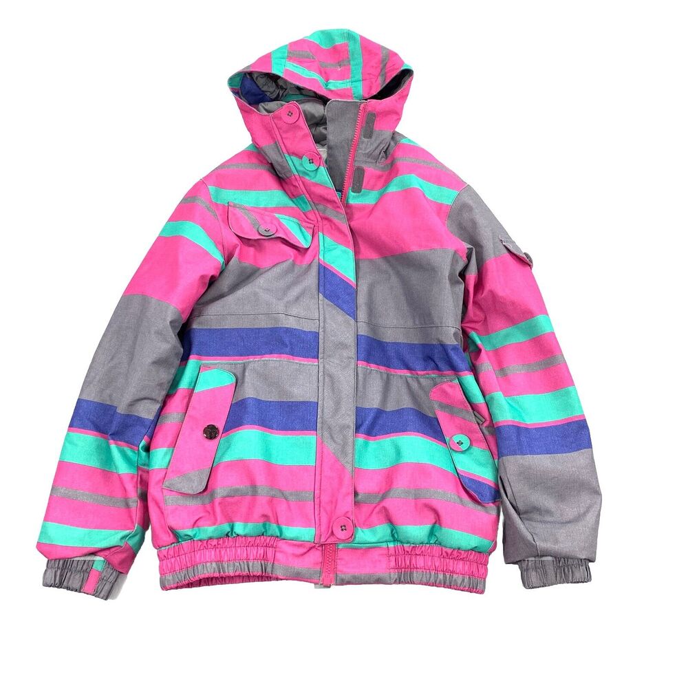 $169 M3 Millennium Three Lana Snowboard Jacket Size Large Youth Pink Gray Skiing